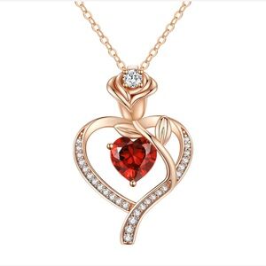 Rose heart ruby pendant (January birthstone)